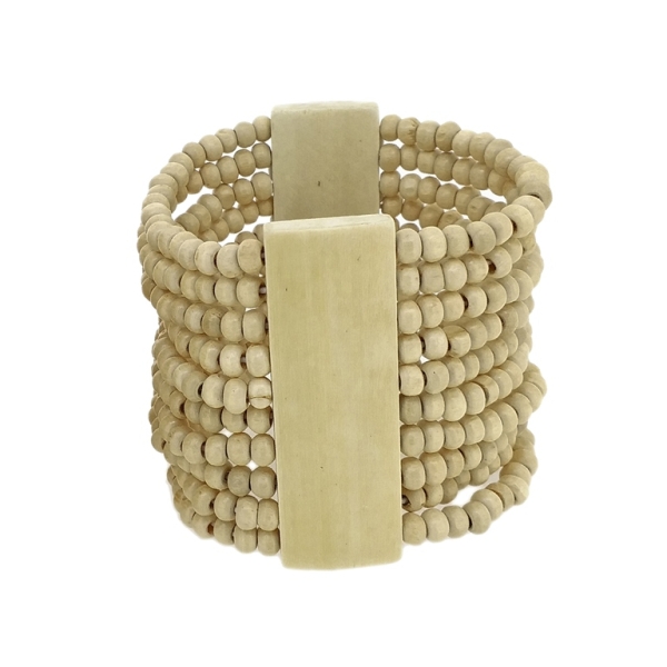 JEWELRY - ELASTIC BRACELET - WOODEN - 2 TILES WITH 10 STRINGS - NATURAL 02 - 1pc.