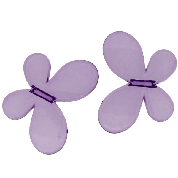 TRANSPARENT PLASTIC BEADS - BUTTERFLY 01 - SMOOTH 33x46x8mm PURPLE V50 - 50g Hole-3.5mm (6pcs.)