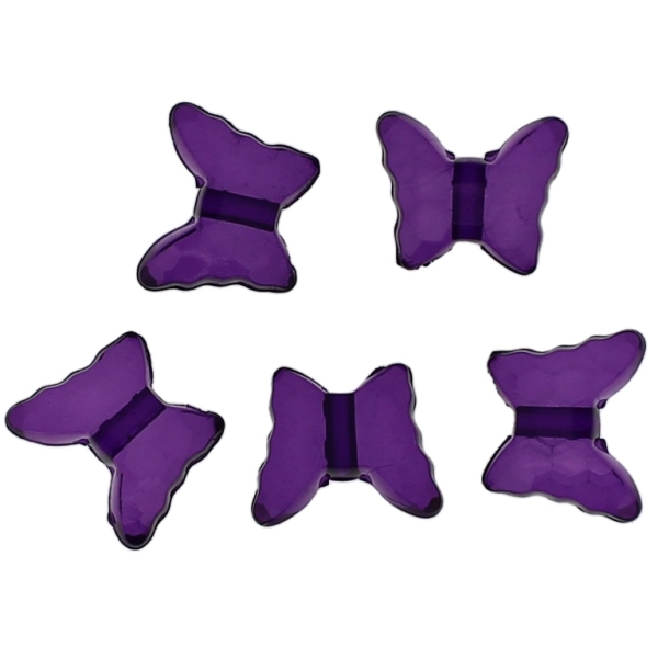 TRANSPARENT PLASTIC BEADS - BUTTERFLY 04 - FACETED 13x15x6mm PURPLE (DARK) 02 V51 - 50g Hole-1.8mm (90pcs.)