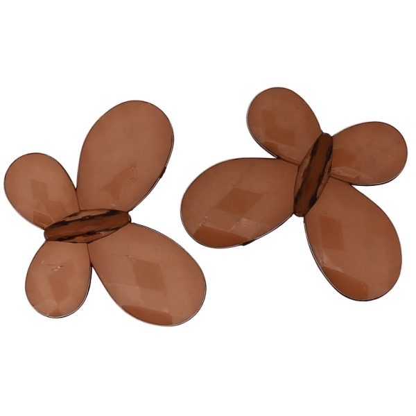 TRANSPARENT PLASTIC BEADS - BUTTERFLY 03 - FACETED 35x46x7mm BROWN V63 - PACKAGE 500g Hole-2.5mm (90pcs.)