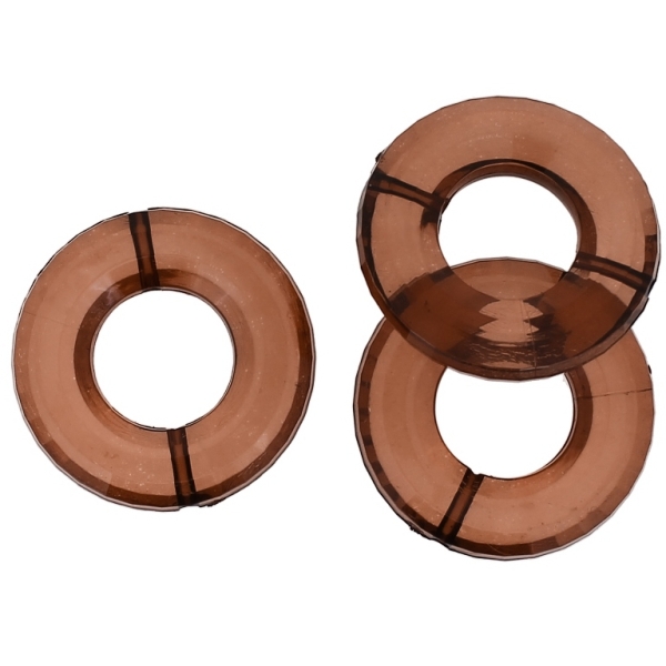 TRANSPARENT PLASTIC BEADS - RING FACETED 02 - INNER HOLE 16mm - 34x7mm BROWN V63 - 50g Hole-2.0mm (10pcs.)