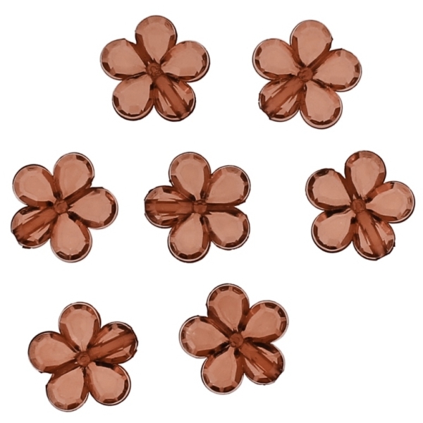 TRANSPARENT PLASTIC BEADS - FLOWER 03 FACETED - 13x3.5mm BROWN V63 - 50g Hole-1.5mm (135pcs.)