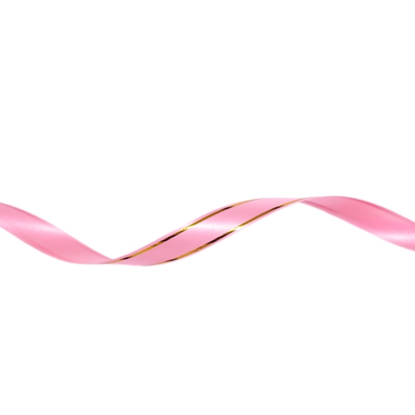 DECORATIVE RIBBON FOR FLOWERS AND PACKAGING - PVC - MONOCHROME - METALLIC EDGE - GOLD - 1.2cm PINK (DARK) 122 - 10meters