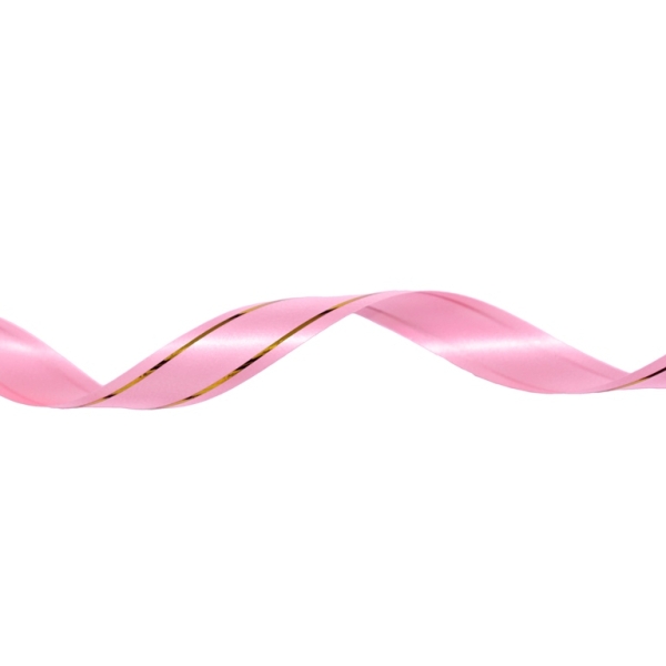 DECORATIVE RIBBON FOR FLOWERS AND PACKAGING - PVC - MONOCHROME - METALLIC EDGE - GOLD - 1.8cm PINK (DARK) 122 - 10meters