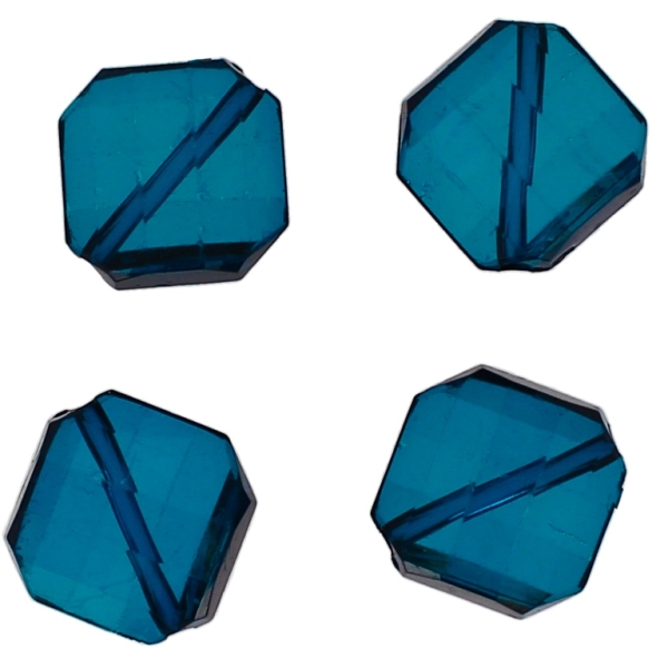 TRANSPARENT PLASTIC BEADS - SQUARE IRREGULAR FACETED - 21x19x9mm TURQUOISE V18 - 50g Hole-2.5mm (21pcs.)