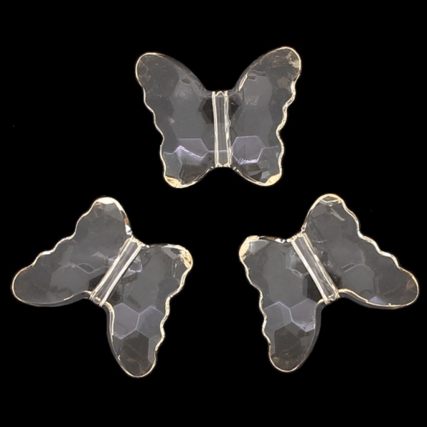 TRANSPARENT PLASTIC BEADS - BUTTERFLY 04 - FACETED 18x22x8mm CHAMPAGNE (DARK) V16 - 50g Hole-2.5mm (27pcs.)