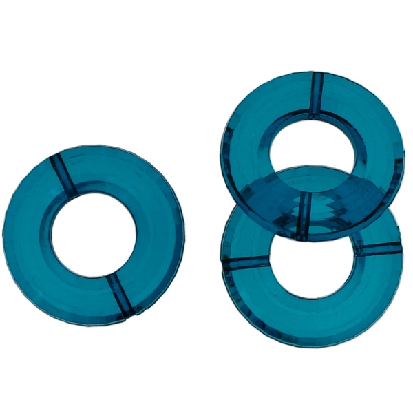 TRANSPARENT PLASTIC BEADS - RING FACETED 02 - INNER HOLE 16mm - 34x7mm TURQUOISE V18 - 50g Hole-2.0mm (10pcs.)