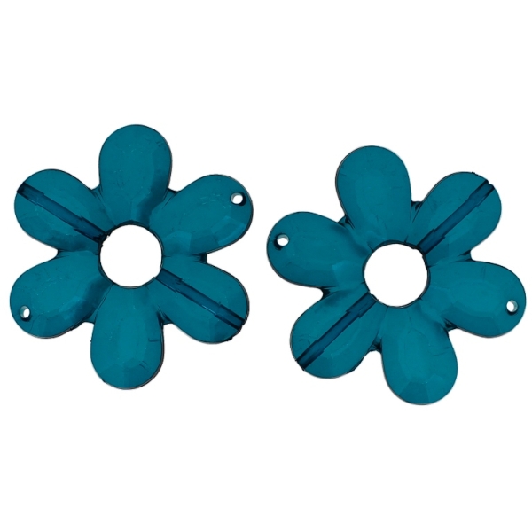 TRANSPARENT PLASTIC BEADS - FLOWER 04 FACETED - INNER HOLE 10.5mm - 45x6mm TURQUOISE V18 - 50g Hole-2.0mm (9pcs.)