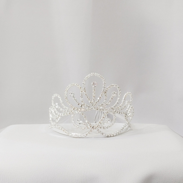 JEWELRY - ACCESSORY FOR HAIR - TIARA - METAL AND CRYSTALS - MODEL 01 - SILVER - 1pc.