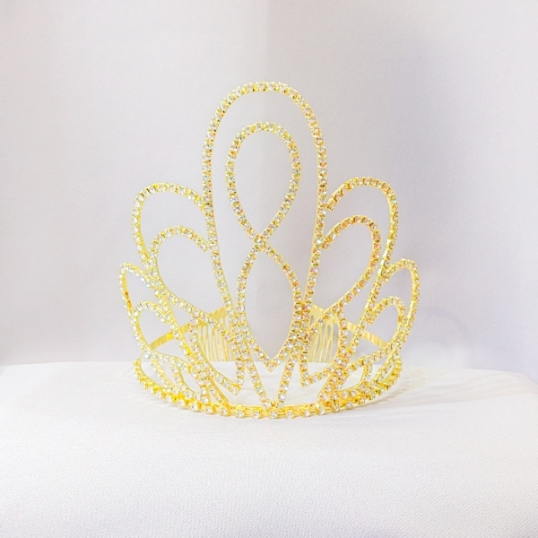 JEWELRY - ACCESSORY FOR HAIR - TIARA - METAL AND CRYSTALS - MODEL 02 - GOLD - 1pc.