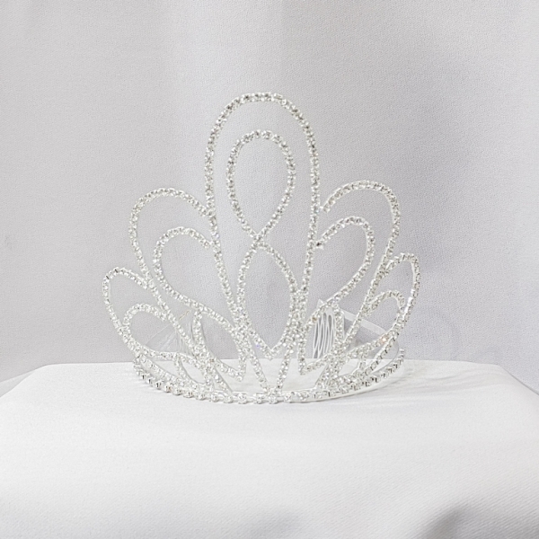 JEWELRY - ACCESSORY FOR HAIR - TIARA - METAL AND CRYSTALS - MODEL 02 - SILVER - 1pc.