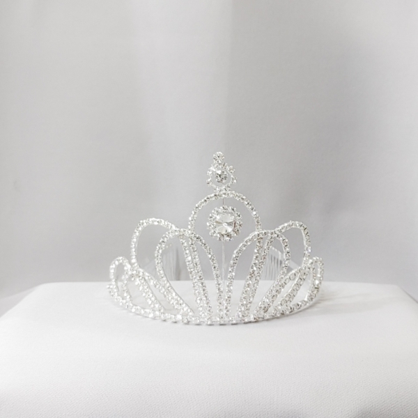 JEWELRY - ACCESSORY FOR HAIR - TIARA - METAL AND CRYSTALS - MODEL 04 - SILVER - 1pc.