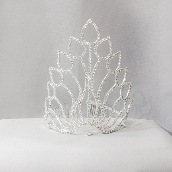 JEWELRY - ACCESSORY FOR HAIR - TIARA - METAL AND CRYSTALS - MODEL 05 - SILVER - 1pc.