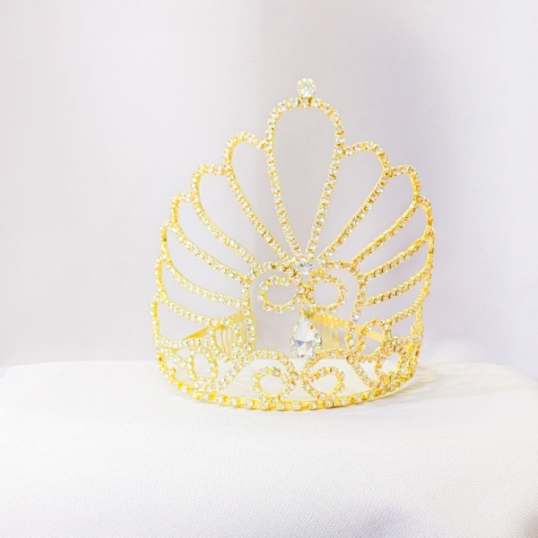 JEWELRY - ACCESSORY FOR HAIR - TIARA - METAL AND CRYSTALS - MODEL 07 - GOLD - 1pc.