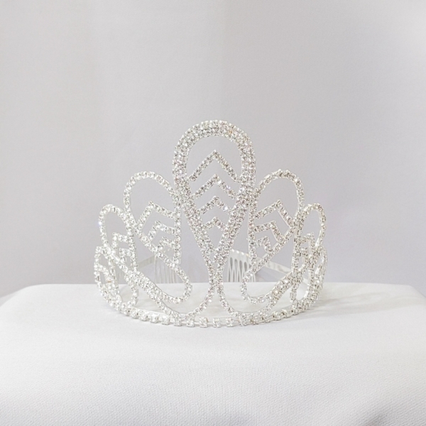 JEWELRY - ACCESSORY FOR HAIR - TIARA - METAL AND CRYSTALS - MODEL 09 - SILVER - 1pc.