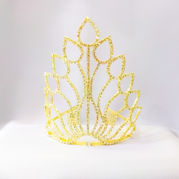 JEWELRY - ACCESSORY FOR HAIR - TIARA - METAL AND CRYSTALS - MODEL 05 - GOLD - 1pc.