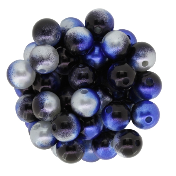 ACRYLIC IMITATION PLASTIC PEARLS - BALL - 10mm MULTICOLORED - BLUE-BLACK-GRAY - 50g Hole-2.2mm (99pcs.)