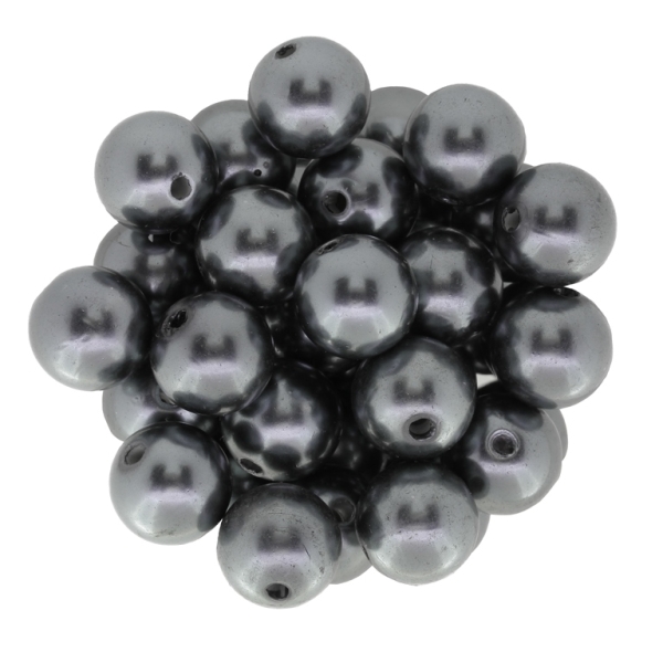 ACRYLIC IMITATION PLASTIC PEARLS - BALL - 12mm GRAY (DARK) 69 - 50g Hole-2.2mm (60pcs.)