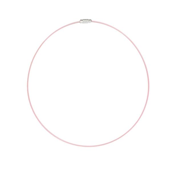 STRING WITH CLASP - STEEL CORD 1mm - NECKLACE - 145mm CORAL PINK - 1pc.