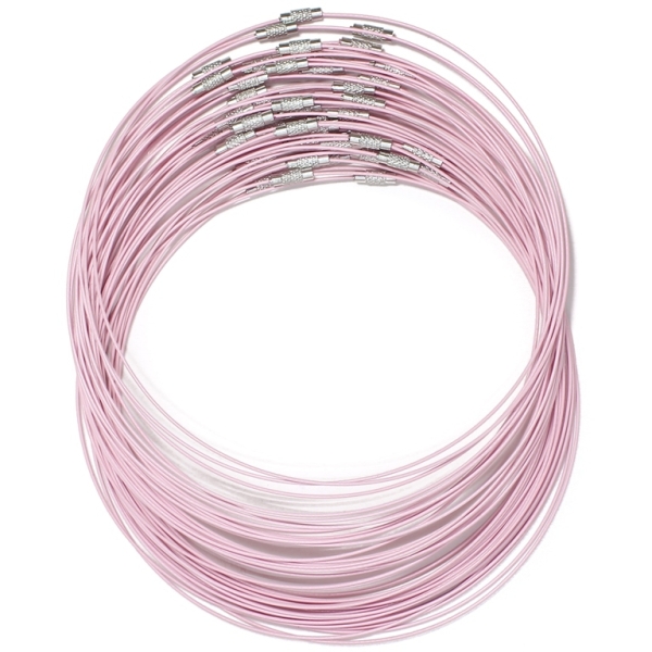 STRING WITH CLASP - STEEL CORD 1mm - NECKLACE - 145mm PURPLE (LIGHT) - PACKAGE 50pcs.