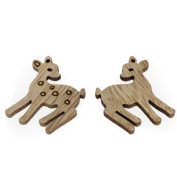 LASER CUT WOODEN FIGURES - CHRISTMAS - DOE 01 (China) - 28x30x3mm NATURAL (DARK) - 10pcs. Hole-1.5mm