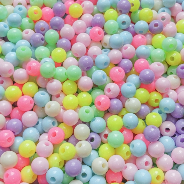 OPAQUE PLASTIC BEADS - BALL - 8mm MIX PINK (LIGHT) (ELECTRICAL) - 50g Hole-2.6mm (204pcs.)