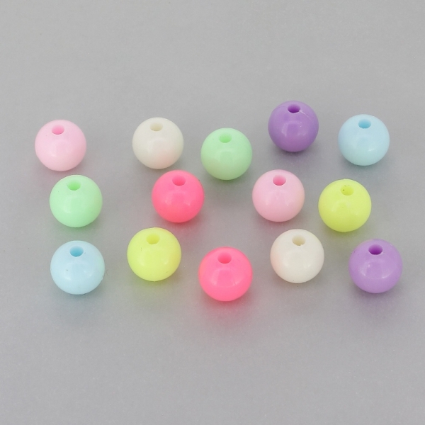 OPAQUE PLASTIC BEADS - BALL - 10mm MIX PINK (LIGHT) (ELECTRICAL) - 50g Hole-2.6mm (103pcs.)