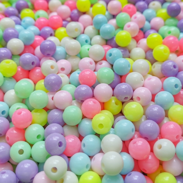 OPAQUE PLASTIC BEADS - BALL - 10mm MIX PINK (LIGHT) (ELECTRICAL) - 50g Hole-2.6mm (103pcs.)