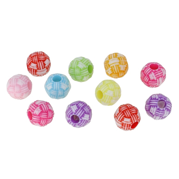 COLOR WASHED PLASTIC BEADS - BALL - 12mm MIX - 50g Hole-3.8mm (69pcs.)