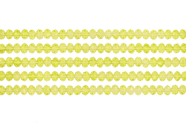 GLASS BEADS - FACETED RONDELLE CRYSTALS - 6x5mm - TRANSPARENT - YELLOW 029 - PACKAGE (5x88pcs.) Hole:1.2mm