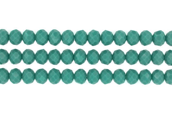 GLASS BEADS - FACETED RONDELLE CRYSTALS - 10х8mm - OPAQUE - TURQUOISE GREEN 055А - STRING (70pcs.) Hole-1.5mm