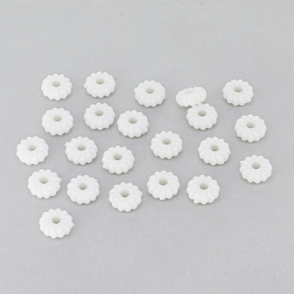 OPAQUE PLASTIC BEADS - WASHER DONUT - 3x8mm WHITE С01 - PACKAGE 500g Hole-2.5mm (3130pcs.)