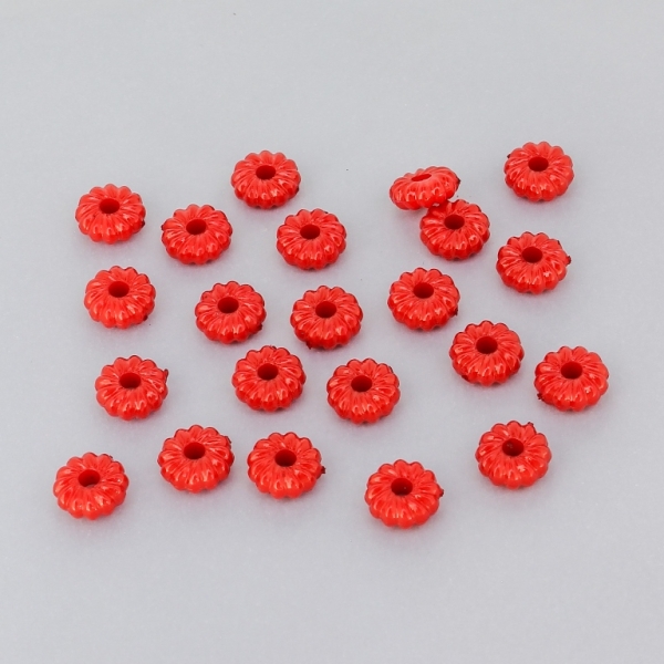 OPAQUE PLASTIC BEADS - WASHER DONUT - 3x8mm RED С07 - 50g Hole-2.5mm (310pcs.)