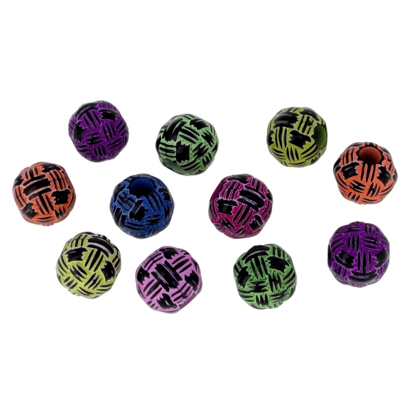 ACRYLIC BEADS - BALL - 12mm BLACK WITH MIX - 50g Hole-3.8mm (70pcs.)