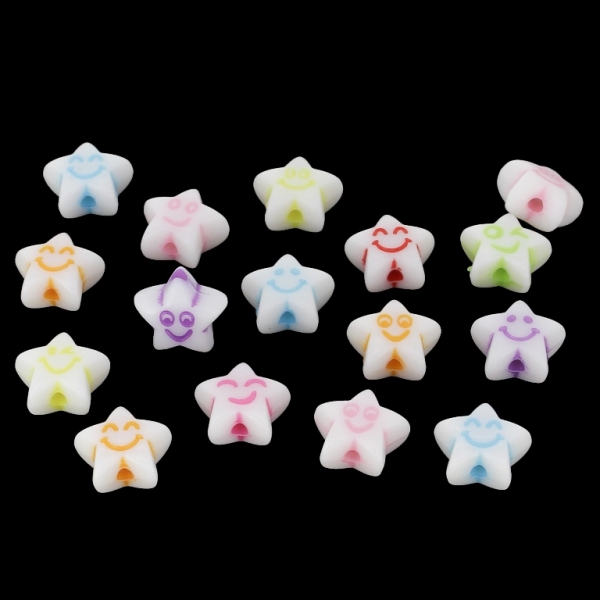 ACRYLIC BEADS - SMILEY FACE - STAR - 11x6mm MIX (LIGHT) - PACKAGE 500g Hole-2.0mm (1390pcs.)