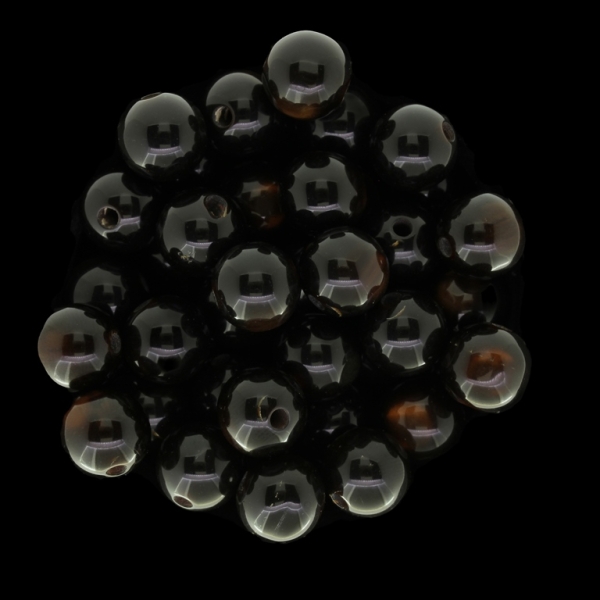 RESIN PLASTIC BEADS - CAT'S EYE - BALL - 10mm BROWN (DARK) - 25pcs. Hole-2.2mm