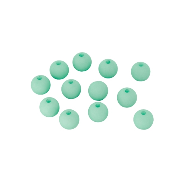 OPAQUE MATTE PLASTIC BEADS - BALL - 8mm TURQUOISE GREEN С25 - 50g Hole-1.8mm (185pcs.)