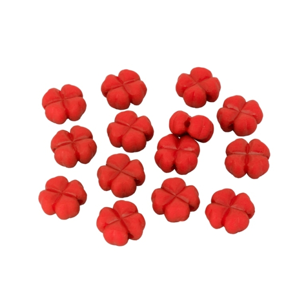 OPAQUE MATTE PLASTIC BEADS - CLOVER - 11x6mm RED - 50g  Hole-1.8mm (100pcs.)