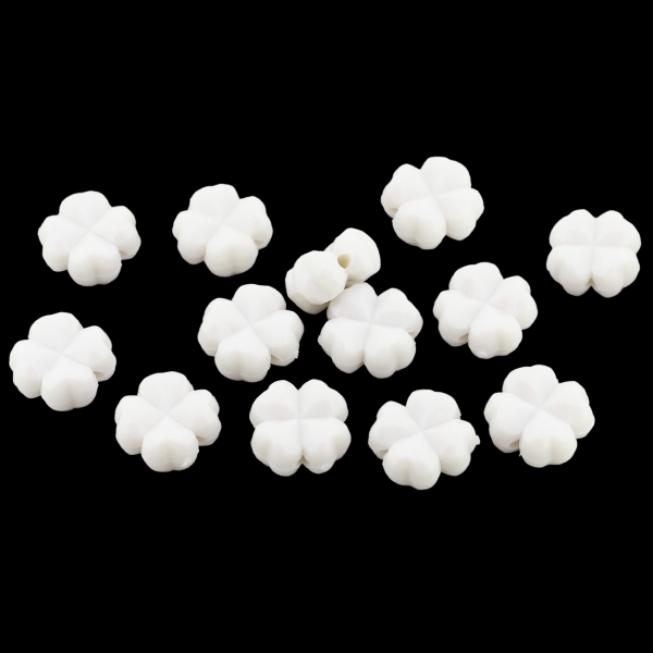 OPAQUE MATTE PLASTIC BEADS - CLOVER - 11x6mm WHITE - PACKAGE 500g  Hole-1.8mm (1000pcs.)