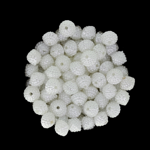 ACRYLIC IMITATION PLASTIC PEARLS EMBOSSED - BICONUS ROUGH - 7x8mm WHITE - 50g Hole-1.6mm (253pcs.)