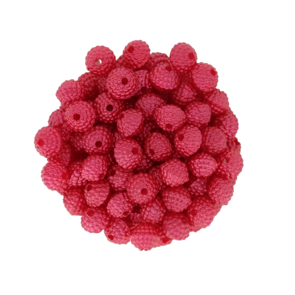 ACRYLIC IMITATION PLASTIC PEARLS EMBOSSED - BICONUS ROUGH - 7x8mm RED - 50g Hole-1.8mm (276pcs.)