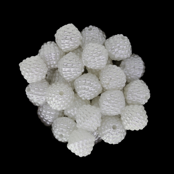 ACRYLIC IMITATION PLASTIC PEARLS EMBOSSED - BICONUS ROUGH - 11x12mm WHITE - PACKAGE 500g Hole-2.0mm (660pcs.)