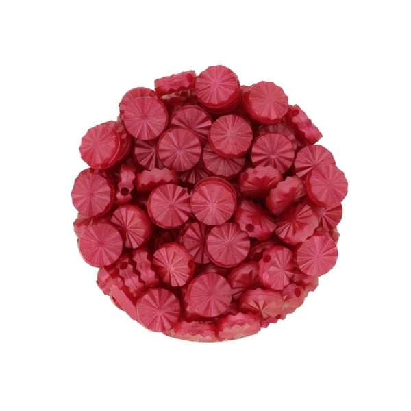 ACRYLIC IMITATION PLASTIC PEARLS EMBOSSED - DISK RELIEF SOCKET - 8x3mm RED (DARK) - 50g Hole-1.6mm (405pcs.)