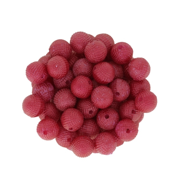 ACRYLIC IMITATION PLASTIC PEARLS EMBOSSED - BALL RELIEF DOTS 01 - 9mm RED (DARK) - 50g Hole-2.0mm (114pcs.)