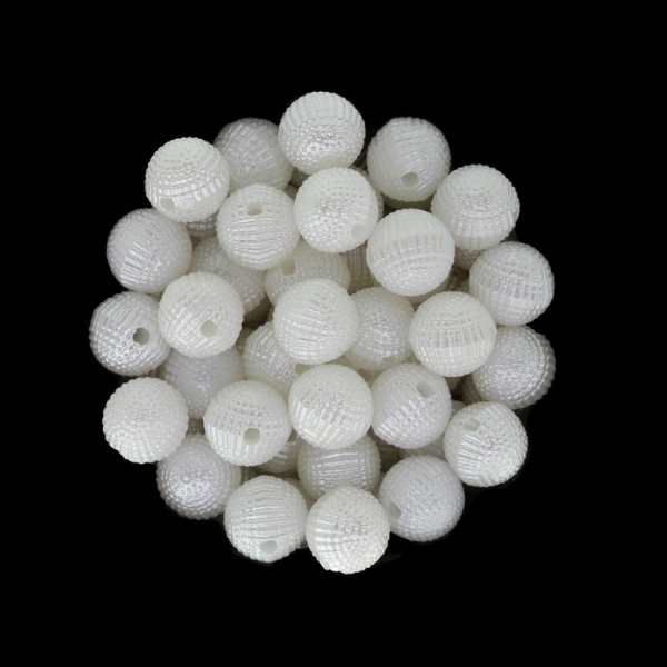 ACRYLIC IMITATION PLASTIC PEARLS EMBOSSED - BALL RELIEF DOTS 01 - 9mm WHITE - 50g Hole-2.0mm (119pcs.)