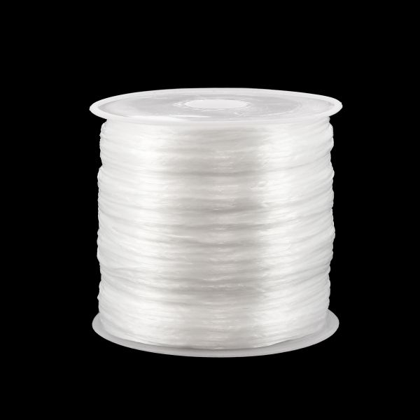 ELASTIC CRYSTAL STRING - FLAT - 0.8mm WHITE - 100meters - NOT USED