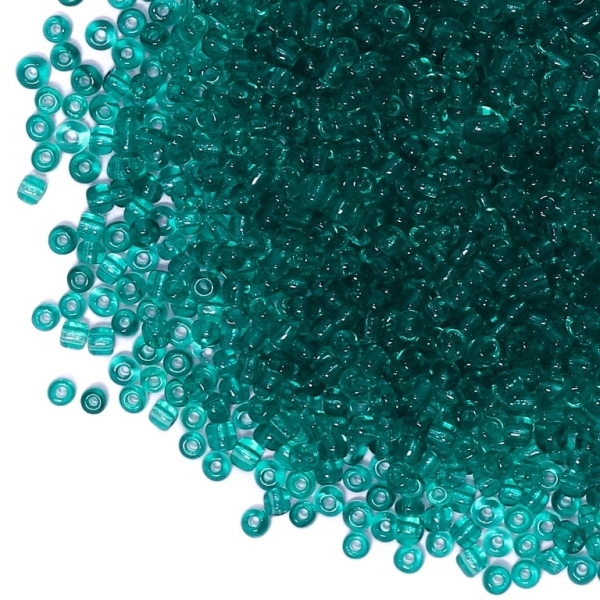 GLASS SEED BEADS - BALL 3mm - TRANSPARENT - TURQUOISE 21А - 50g Hole-1.0mm