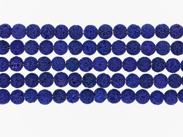 NATURAL STONE BEADS - LAVA STONE BLUE (DARK) - 8mm - PACKAGE (5x48pcs.) Hole-1.6mm