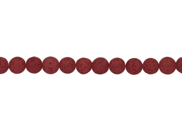 NATURAL STONE BEADS - LAVA STONE RED (DARK) - 10mm - STRING (38pcs.) Hole-1.8mm