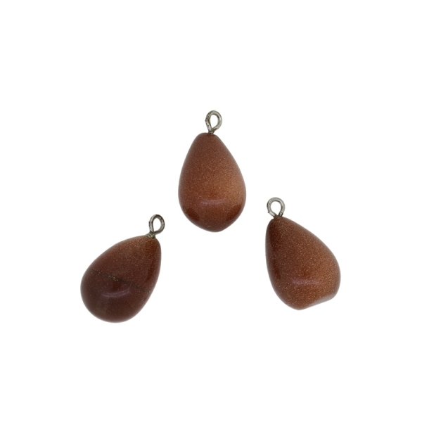 NATURAL STONE PENDANT - DROP 01 - 12x20mm - AVENTURINE BROWN - 1pc. Hole-2.2mm